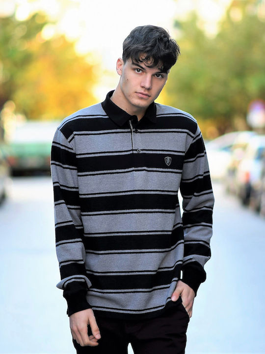 Mohicans Black Line Polo Μπλούζα Μακρυμάνικη Γκρι