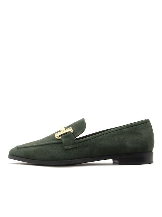 Fardoulis Leather Women's Moccasins in Green Color