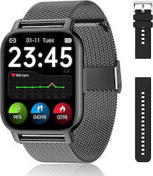 Popglory P66 Oțel inoxidabil Smartwatch (Negru)