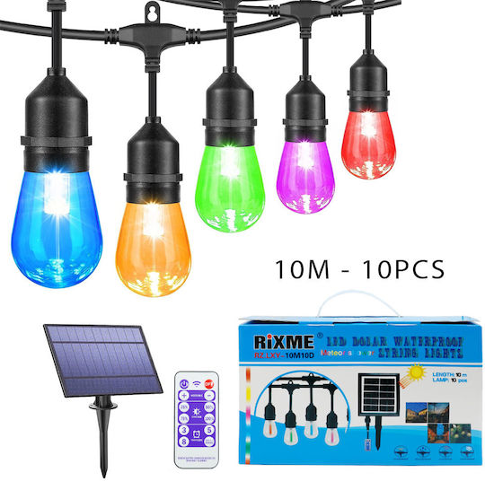 Rixme Κρεμαστό Ηλιακό Φωτιστικό Γιρλάντα RGB με Τηλεχειριστήριο