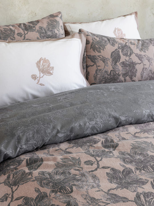 Nima Bettwäsche-Set Einzel 170x260cm. Pristine Grey, Pink 3Stück