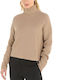 Tommy Hilfiger Women's Long Sleeve Sweater Cotton Turtleneck Beige