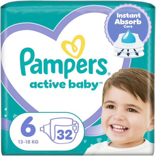 Pampers Памперси с лента Active Baby № 6 за 13-18kg 32бр
