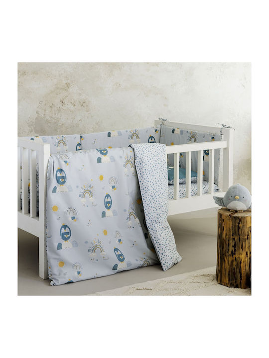 Nima Cotton Baby Quilt Happy Pingui 100x140cm Light Blue
