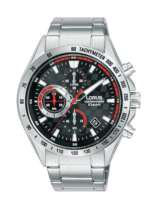 Lorus Sports Men's Watch 44mm Chronograph Battery with Silver Metal Bracelet