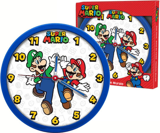 Kids Euroswan Ceas de Perete pentru Copii Super Mario Lemn 24.5x24.5cm