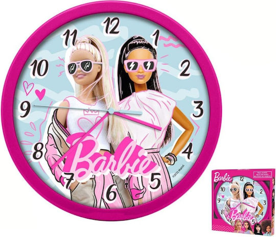Kids Euroswan Ceas de Perete pentru Copii Barbie Fashion Lemn 24.5x24.5cm