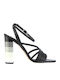 Leder Damen Sandalen in Schwarz Farbe