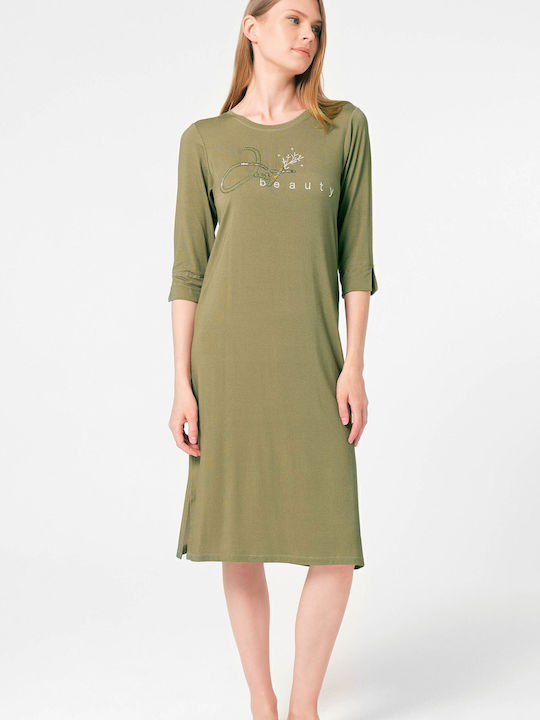 Anil Ev & Ic Giyim Winter Women's Nightdress Khaki