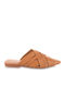 Flat Δερμάτινα Mules σε Καφέ Χρώμα