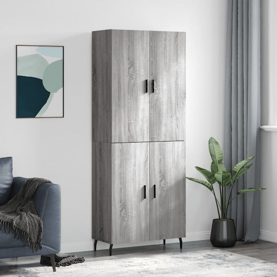 Living Room Display Cabinet from Particle Board Grey 34x34x180cm