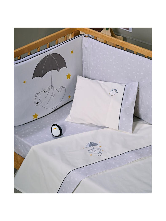 Kentia Baby Sheets Set Crib Cotton Satin Ecru 120x170cm