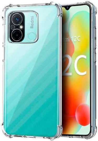 Slim Umschlag Rückseite Silikon 1.5mm Set mit Glas Transparent (Redmi 12C)