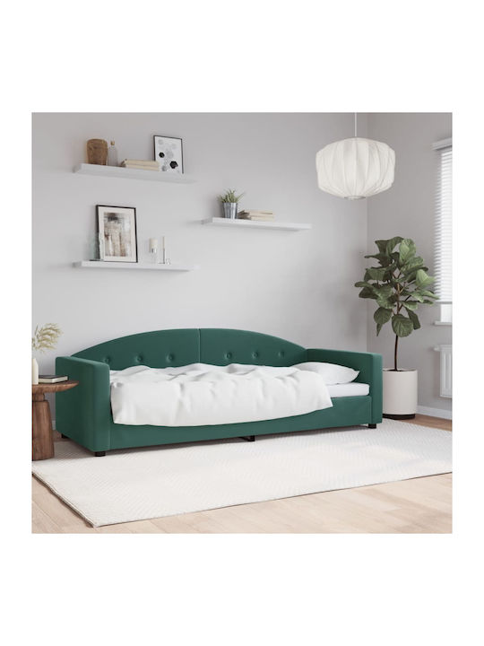 Sofa Bed Single Upholstered with Fabric Green w...