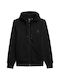 4F Men's Sweatshirt Jacket with Hood and Pockets Black