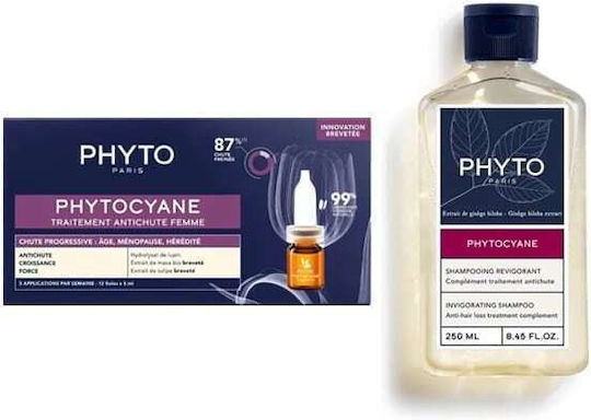 Phyto Phytocyane Комплект за Терапия на Коса против Косопад с Шампоан 13бр