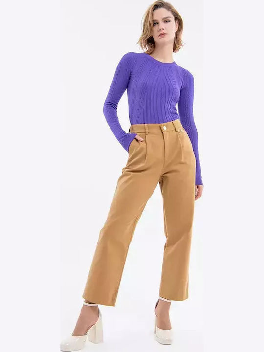 Damen Stoff Hose Braun