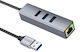 Hoco Easy Link Hb34 USB Хъб с 3 USB 3.0 Порта и USB-A / Ethernet Сив