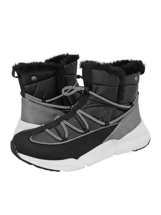 Leder Stiefeletten Damen mit Pelz Schwarz