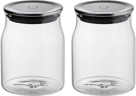 Luigi Ferrero Set of 2 General Use Glass Jars with Lid Transparent 700ml 2 Pieces