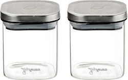Luigi Ferrero Set of 2pcs Jars General Use with Lid Glass Transparent 350ml