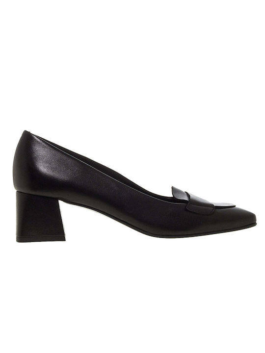 Zinda Leather Black Medium Heels
