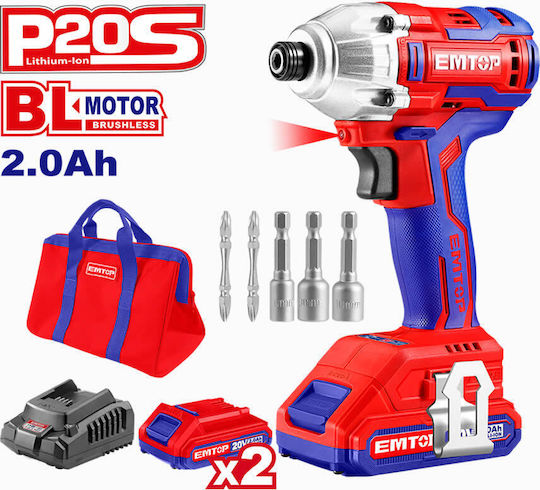 Emtop ECDLIR20221 Impact Screwdriver Battery Brushless 20V 2x2Ah