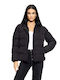 Women's Short Puffer Jacket for Winter with Hood Black