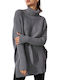 Ale - The Non Usual Casual Women's Long Sleeve Sweater Turtleneck Gray