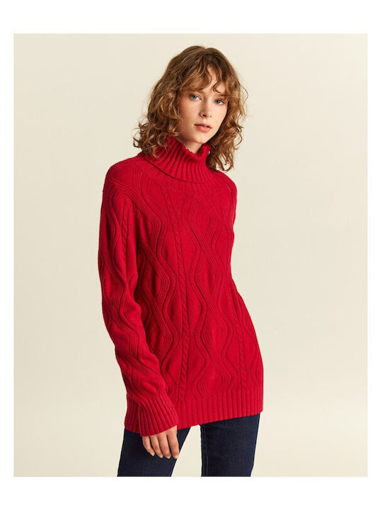 Forel Women's Long Sleeve Sweater Turtleneck Red