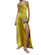 BSB Maxi Φόρεμα Ντραπέ με Σκίσιμο Πράσινο
