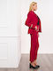 Women's Fabric Trousers Slim Fit Red