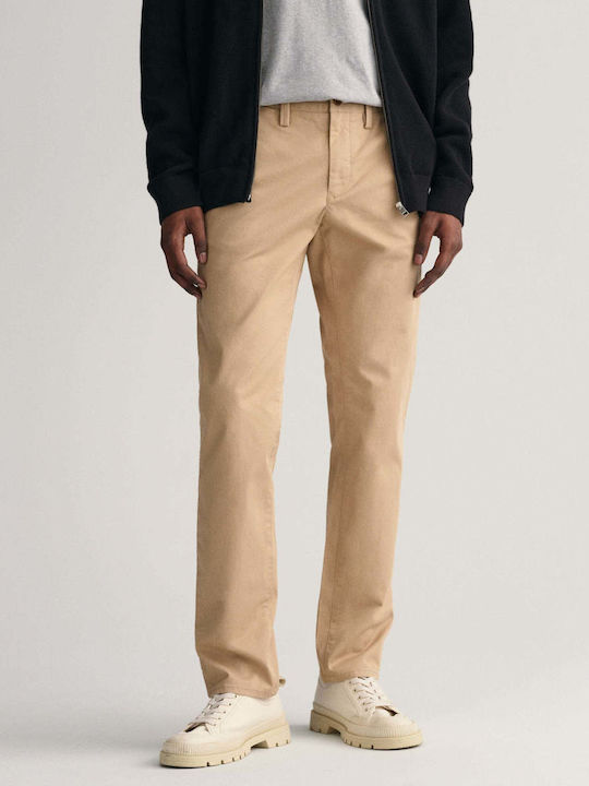 Gant Ανδρικό Παντελόνι Chino σε Slim Εφαρμογή Μπεζ
