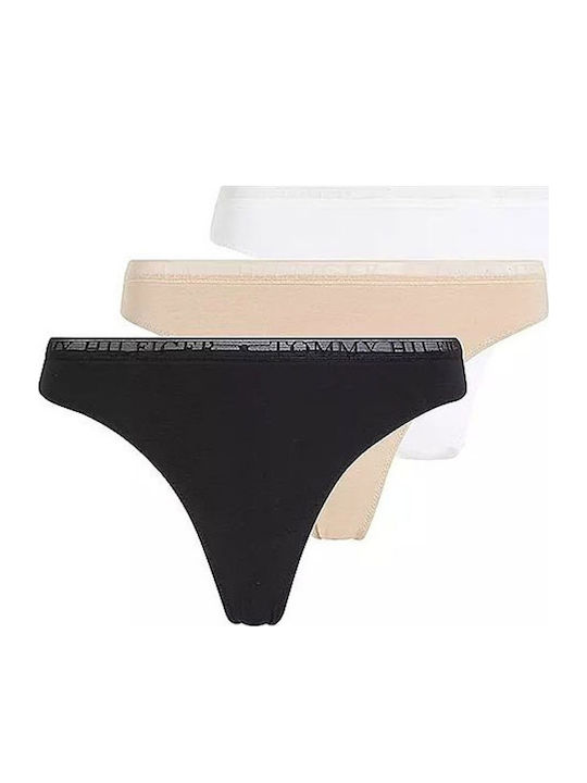 Βαμβακερά Γυναικεία String 3Pack με Δαντέλα Ροζ