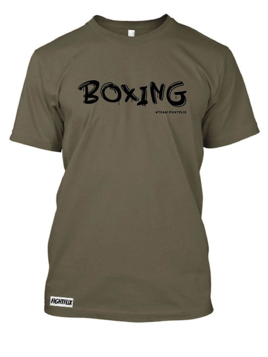 FightFlix T-shirt Bărbătesc cu Mânecă Scurtă Kaki