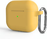 Airpods 3 Θήκη Σιλικόνης με Γάντζο σε Κίτρινο χρώμα για Apple AirPods 3