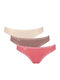 24/7 Weekend Tanga Βαμβακερά Femei Slip 3Pack Bej