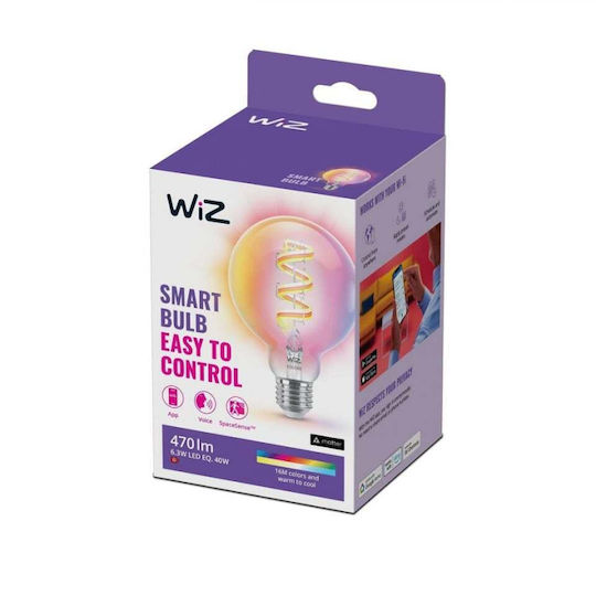 WiZ Smart Λάμπα LED 6.3W για Ντουί E27 και Σχήμα G95 RGB 470lm