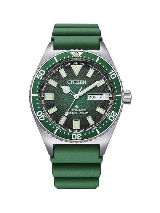 Citizen Watch Automatic with Green Rubber Strap