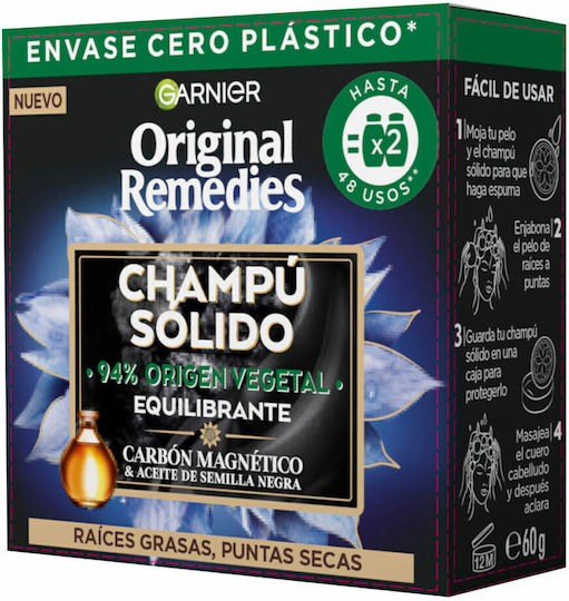 Garnier Original Remedies Magnetic Charcoal Solid Sampon de par Pentru Hidratăre 60gr