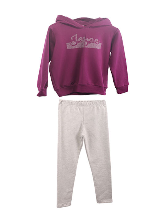 Joyce Kids Set with Leggings Winter 2pcs Purple Φουτερ