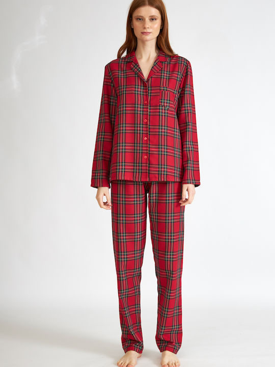 Harmony Winter Damen Pyjama-Set Rot