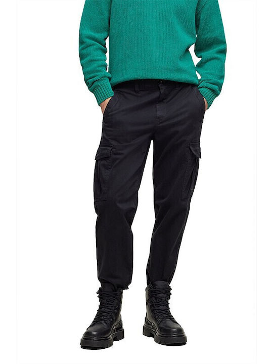 Men's Elastic Regular Fit Black Trousers