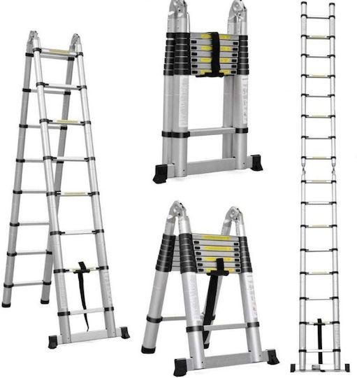 Scara telescopică Aluminiu 16 Scări cu înălțime maximă de 2.5m