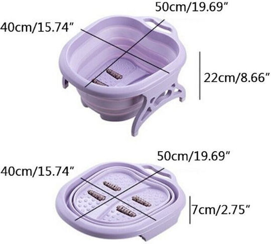 Foldable Foot Spa with Massage Rollers Purple