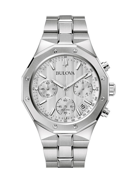 Bulova Classic Ανδρικό Ρολόι 44mm Χρονογράφος Μπαταρίας με Ασημί Μεταλλικό Μπρασελέ