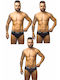 Uomo Herren Slips Schwarz mit Mustern 3Packung