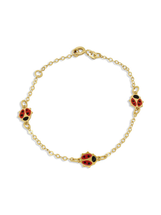 14K Gold children's bracelet with ladybugs