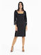 C. Manolo Midi Rochie 3/4 maneca Negru