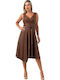 Midi Кожа Кафяво Φормо
